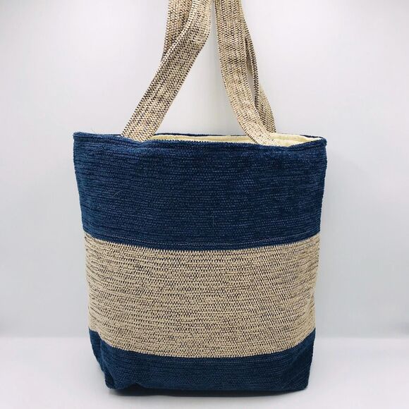 Basic Lizbet Library Tote Bag, Nautical Blue Pineapple With Inside Pockets - Picture 2 of 5